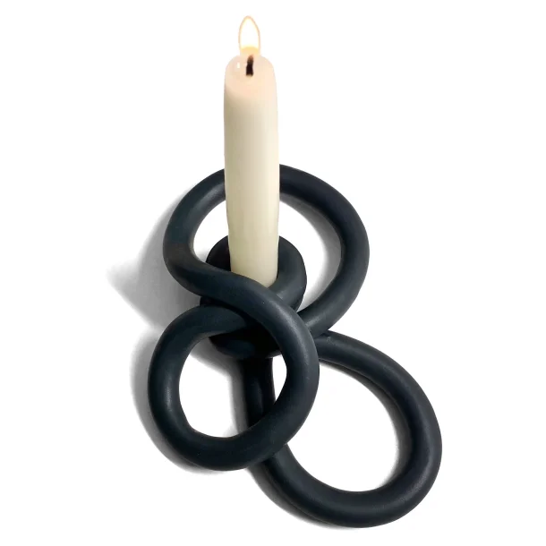 Snirkle snrkle - keramik lysestage - sort