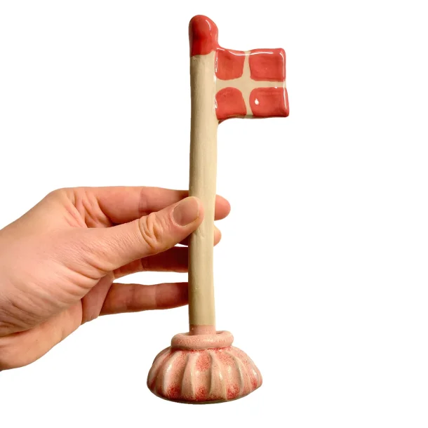 Vindblst keramik bordflag - Rosa rillet