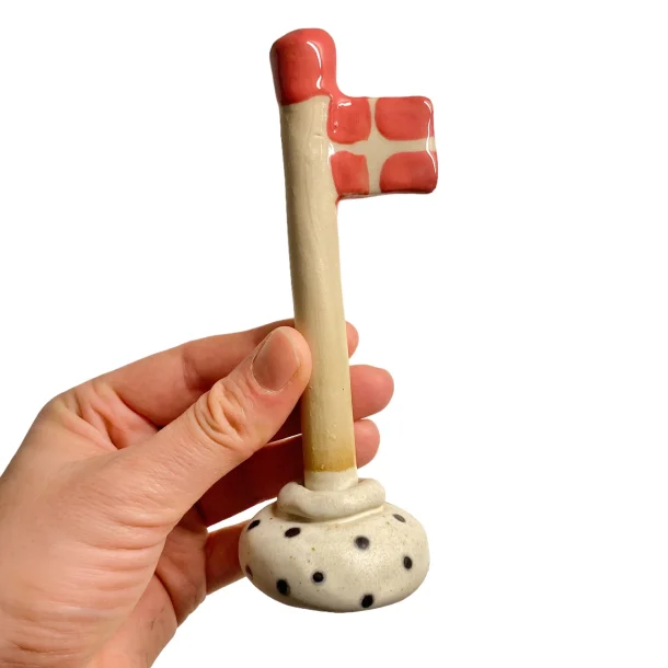 Vindblst keramik bordflag - prikket