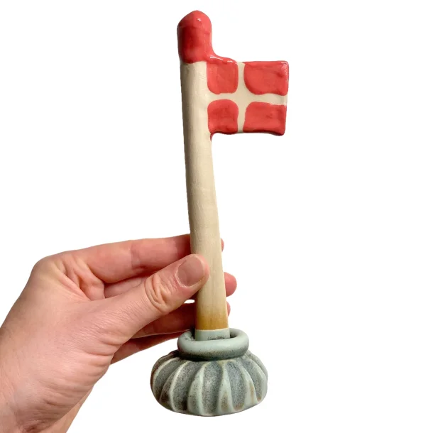 Vindblst keramik bordflag - Grn rustik