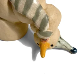 Vltet snemand - keramikfigur - blgrn