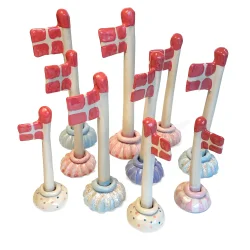 Vindblst keramik bordflag - Rosa rillet