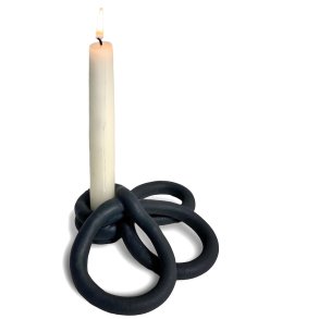 Snirkle snrlke - keramik lysestage - Sort rustik