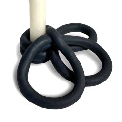 Snirkle snrlke - keramik lysestage - Sort rustik