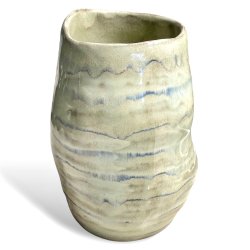 Blget - unika keramik vase - bl grn stribet