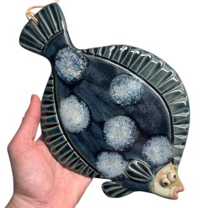 Bl�sp�tte - keramik fladfisk til v�ggen