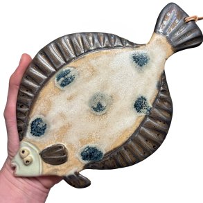 kobbersp�tte - keramik fladfisk til v�ggen