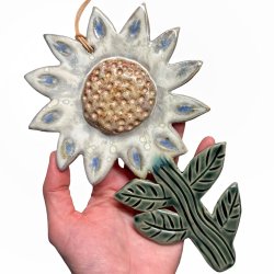 Solsikke - keramik blomst v�gkunst 
