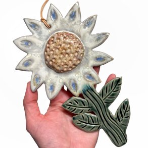 Solsikke - keramik blomst v�gkunst 