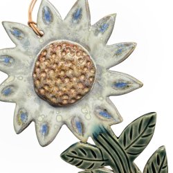 Solsikke - keramik blomst v�gkunst 