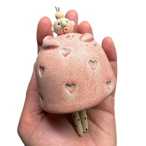 Engel - keramik klokke - Pink