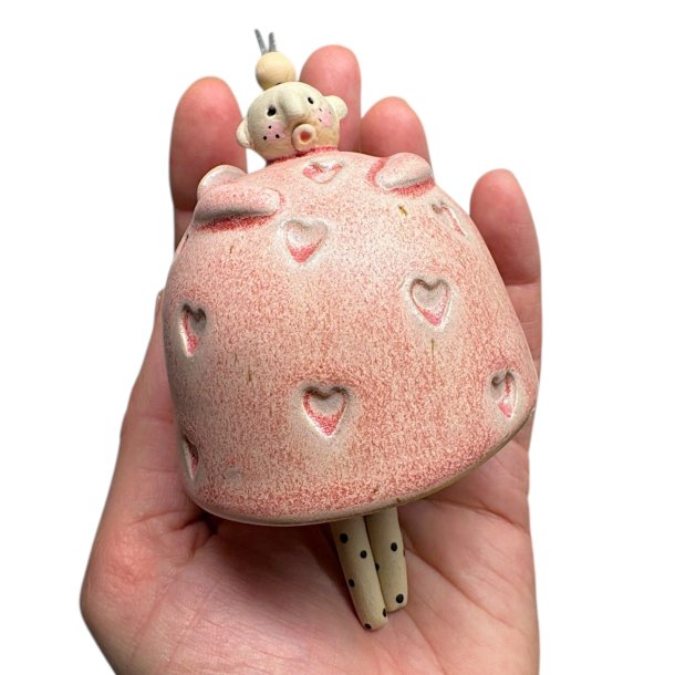 Engel - keramik klokke - Pink