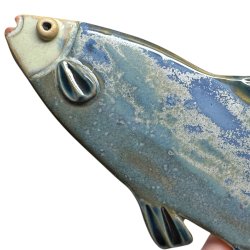 L�kker sild - keramik fisk til v�ggen - bl�