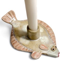 Fladfisk - keramik lysestage - Rosa