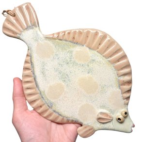 Pastelsp�tte - keramik fladfisk til v�ggen