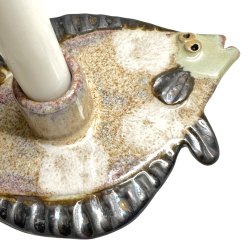 Fladfisk - keramik lysestage - Kobber