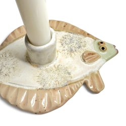 Fladfisk - keramik lysestage - Lys