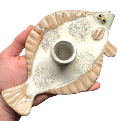 Fladfisk - keramik lysestage - Lys