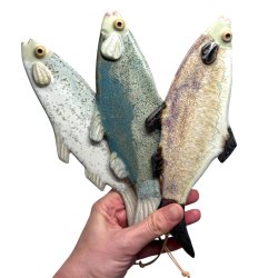 L�kker sild - keramik fisk til v�ggen - Kobber