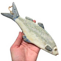 Lkker sild - keramik fisk til vggen - blgrn