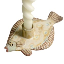 Fladfisk - keramik lysestage - Rosa sand