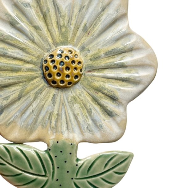 Blomst - keramik blomst vgkunst - gul-grn