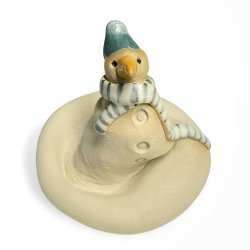 Smeltet snemand - keramik figur - bl