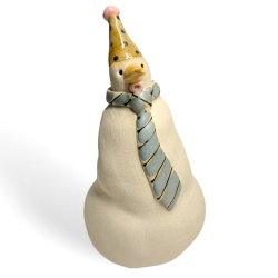 Snemand - keramik figur - gylden