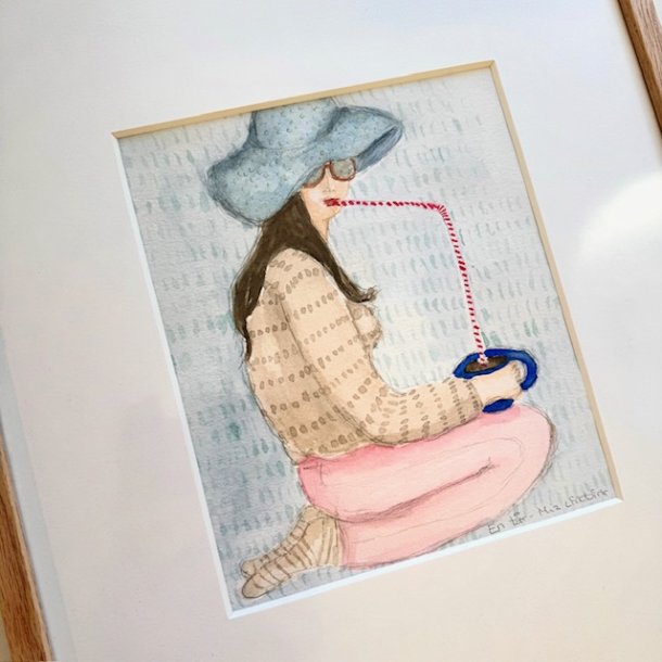 `"En tr" - Original akvarel i passepartout og eg - 30x40cm