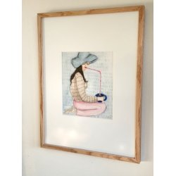 `"En tr" - Original akvarel i passepartout og eg - 30x40cm