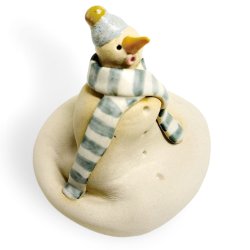 Smeltet snemand - keramik figur - stribet