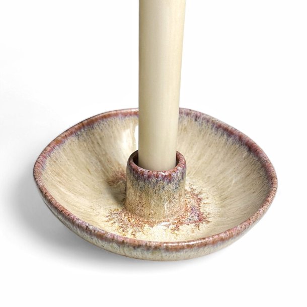 Organisk keramik lysestage - Rosa