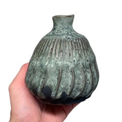 Tvist - keramik vase  - grn rustik