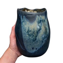Unika keramik vase - krukke - blsort