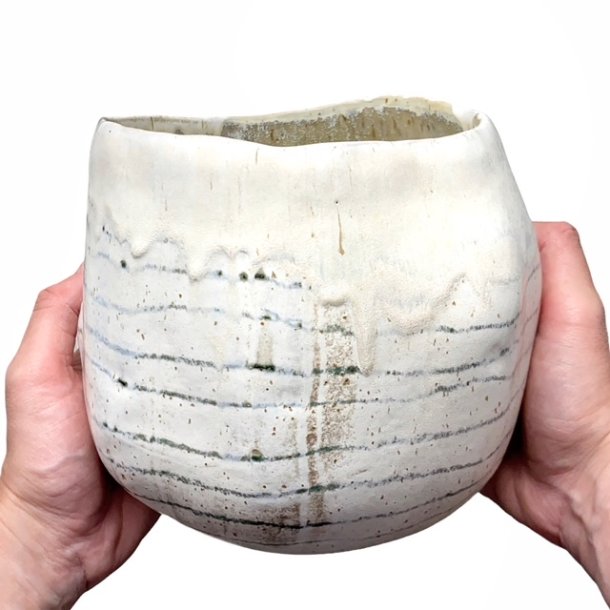 Unika keramik krukke - vase - Stribet