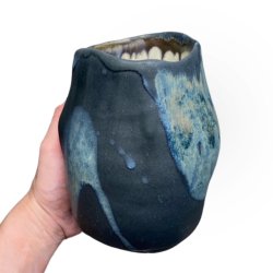 Unika keramik vase - krukke - blsort