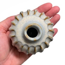 Lille srling - unika keramik vase - Rillet gr rosa