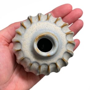 Lille srling - unika keramik vase - Rillet gr rosa