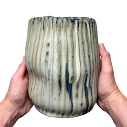 Rillet unika keramik vase - krukke - rillet rustik mix