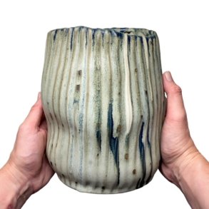 Rillet unika keramik vase - krukke - rillet rustik mix