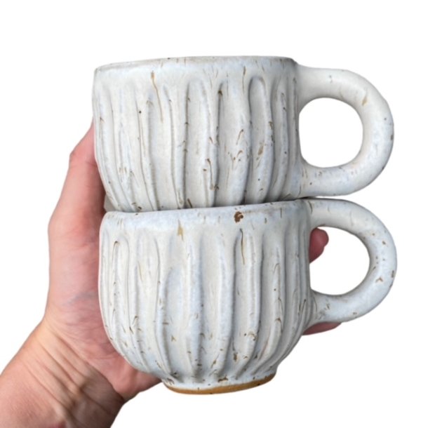 Hyggekop - keramik kop - creme rustik - Hvid