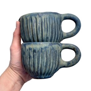 Hyggekop - keramik kop - creme rustik - Sortbl