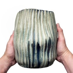 Rillet unika keramik vase - krukke - rillet rustik mix