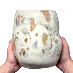 Stor unika keramik vase - krukke - plettet