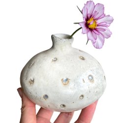 Lidt strre srling - keramik vase - creme rustik