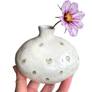 Lidt strre srling - keramik vase - creme rustik