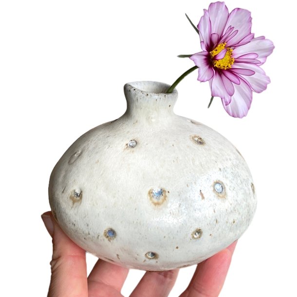 Lidt strre srling - keramik vase - creme rustik