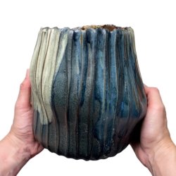 Rillet unika keramik vase - krukke - multi 