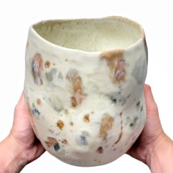 Stor unika keramik vase - krukke - plettet