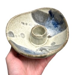 Keramik lysestage - organisk blgeskvulp